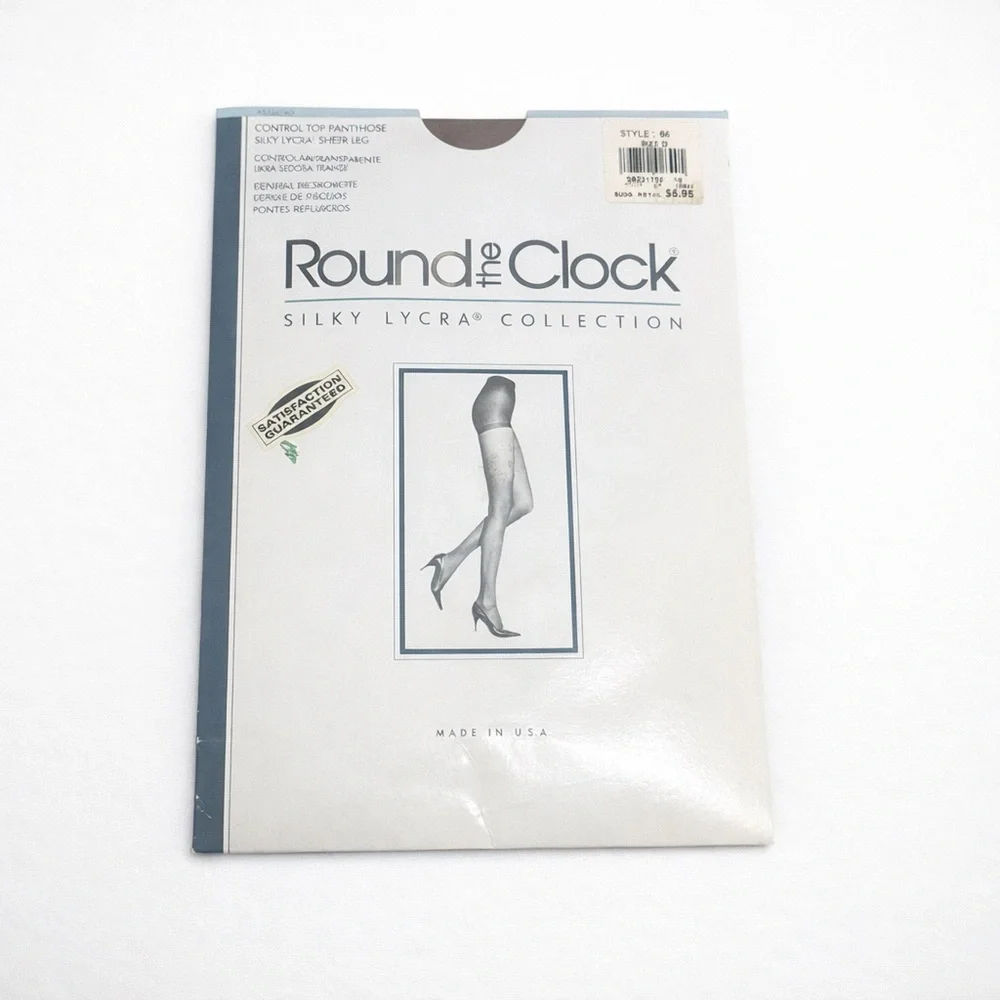 Vintage Round the Clock Control Top Pantyhose Bundle Size D Silky Lycra USA NOS
